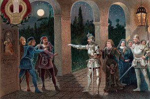 Leonora ontvoerd uit klooster door Manrico, Act II scène 5 uit de opera "Il Trovatore" van Giuseppe Verdi door Artist Unknown