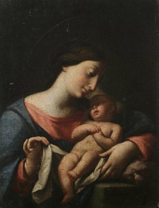 Madonna en kind (olieverf op doek) door Artist Unknown