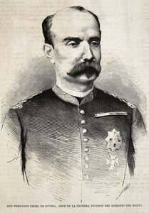 Fernando Primo de Rivera (1831-1921). Spaanse militair en politicus. Fernando Primo de Rivera, die vocht in de Derde Carlistenoorlog. Gravure. door Artist Unknown