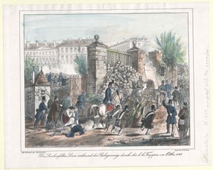 De Lerchenfelder linie tijdens de belegering door de k. k. troepen in oktober 1848 door Artist Unknown