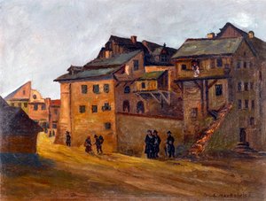 "Uitzicht op de Joodse wijk van Krakau, Polen"