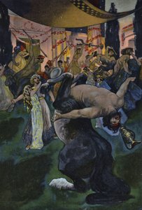 Satyrs verstoren het huwelijksfeest van Orpheus en Eurydice, scène uit Orpheus in de Onderwereld door Artus Scheiner