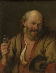Een man met een jeneverfles