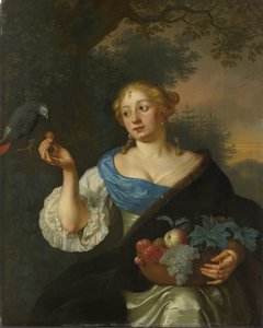 Een Jonge Vrouw met een Papegaai