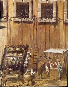 Plein van het hof van de Vicaria in Napels ten tijde van de revolutie van Masaniello (detail)