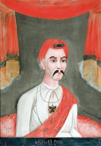 Achterglas schilderij van een Indiase edelman door Asian School