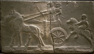 Strijdwagen en ruiter, 8e eeuw v.Chr. door Assyrian