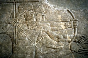 Koning Ashurnasirpal II tijdens een koninklijke leeuwenjacht, 650-620 v.Chr. door Assyrian