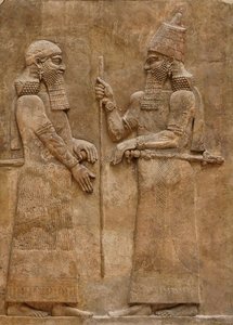 Sargon II en dignitaris (reliëf uit het paleis van koning Sargon) door Assyrian