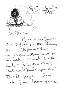1e pagina van handgeschreven brief aan Frederick Evans, ca. 1893 door Aubrey Beardsley