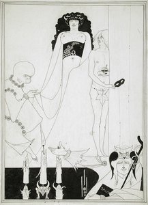 Enter Herodias. Illustratie voor Salome door Oscar Wilde door Aubrey Beardsley