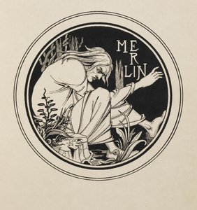 Merlijn uit een boek met vijftig tekeningen door Aubrey Beardsley