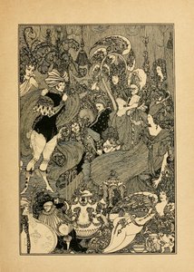 De roof van de lok. Illustratie voor De Grot van Spleen door Alexander Pope door Aubrey Beardsley