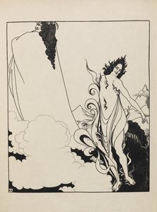 Het vierde tableau van het Rijngoud uit een boek met vijftig tekeningen door Aubrey Beardsley