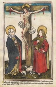 Christus aan het Kruis met de Maagd en Sint Johannes door Augsburg 15th Century