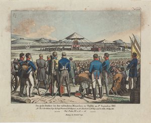 Het grote feest van de drie geallieerde vorsten in Teplitz Teplice op 2 september 1813 door August Friedrich Andreas Campe