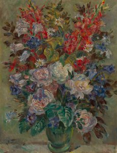 Bloemstilleven (olieverf op doek) door August Hermann Fricke