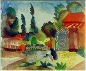 Tuinhuisje door August Macke