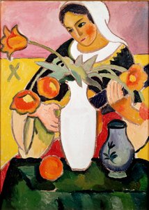 Luitspeler Schilderij door August Macke (1887-1914) 1910 door August Macke