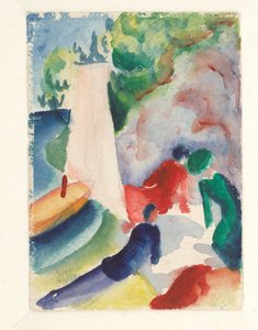 Picknick op het strand Picknick na het zeilen, 1913 door August Macke