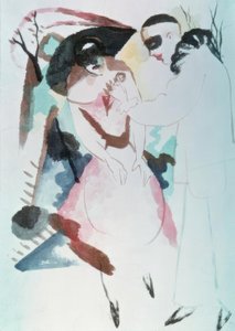 Pierrot en Dame door August Macke