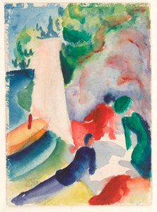 Picknick op het strand door August Macke