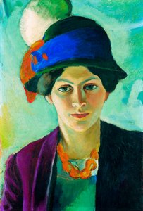 Portret van de vrouw van de kunstenaar met een hoed