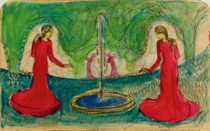Dans bij de fontein door August Macke