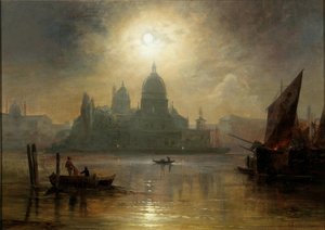 Venetië, een maanverlichte nacht boven de Santa Maria della Salute
