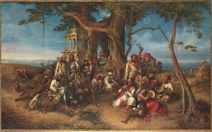 De Thugs van India: Halt bij het Heiligdom van Ganesh door August Theodor Schoefft