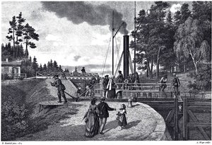 Uitzicht op de Juustila-sluizen in Finland, 1873 door August Weger