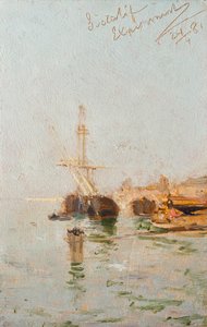 Studie uit Venetië met schip