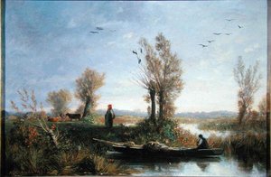 De oevers van een kanaal door Auguste Paul Charles Anastasi