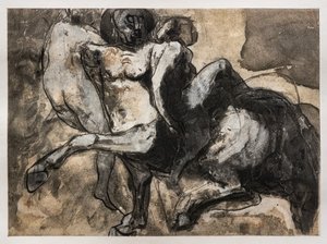 Centaur ontvoert twee vrouwen door Auguste (after) Rodin