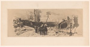 Soldaten op een paardenkar tijdens de Frans-Duitse Oorlog door Auguste Andre Lancon