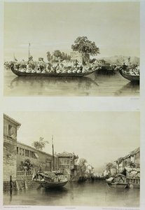 De Franse Dwaasheid en het Huis van een Zoutkoopman aan het Honan-Canton Kanaal, platen 27 en 28 uit 