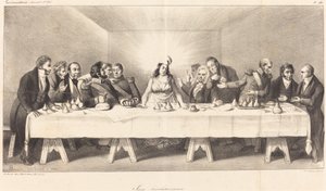Revolutionaire scène: Parodie op het Laatste Avondmaal door Auguste Bouquet