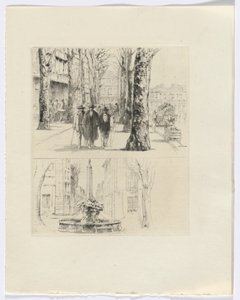 Frédéric Mistral: Mémoires et Recits van Frédéric Mistral: straatbeeld/ fontein (invoegen na p. 120) door Auguste Brouet