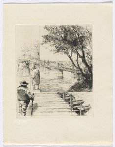 Frédéric Mistral: Mémoires et Recits van Frédéric Mistral: figuren op een pier (invoegen na p.216) door Auguste Brouet