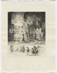 Frédéric Mistral: Mémoires et Recits door Frédéric Mistral: geboorte/figuren die op een weg lopen (invoegen na p. 32) door Auguste Brouet