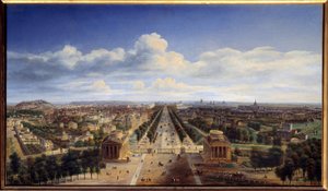 Uitzicht op Parijs vanaf de Arc de Triomphe de l