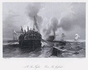 Een Zeeslag door Auguste Etienne Francois Mayer