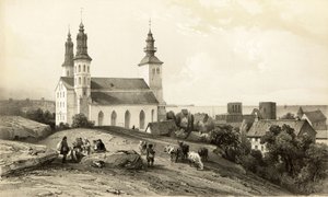 Kerk van St Mary in Wisby door Auguste Etienne Francois Mayer
