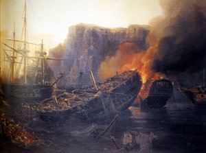 Frans:  Le soir de la bataille de Navarin, 1827 Avond van de slag bij Navarino