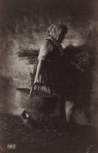 Vrouwelijke boer met een mand en hooi, ca. 1870 door Auguste Giraudon