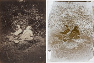 Twee Zittende Boerenmeisjes door Auguste Giraudon
