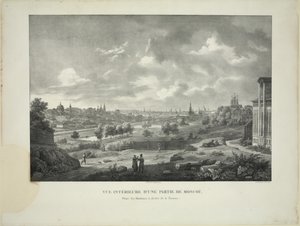 Over de Jauza-rivier in Moskou, ca. 1830 door Auguste Jean Baptiste Antoine Cadolle