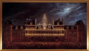 Verlichting van het stadhuis voor het feest van Koning Louis Philippe I (1 mei) door Auguste Jean Simon Roux