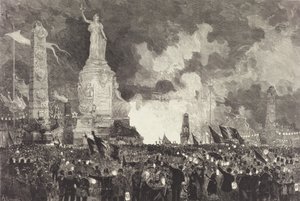 14 juli. Verlichting van het Place de la République door Auguste Lepere