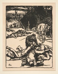 Na de strijd, uit La Guerre de 1914, eerste serie, nr.14 door Auguste Lepere